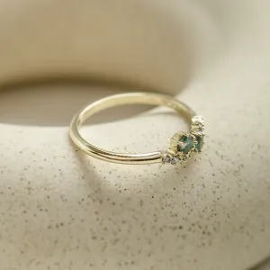 Cluster ring with moss agates and salt and pepper diamonds EVE Thumbnail