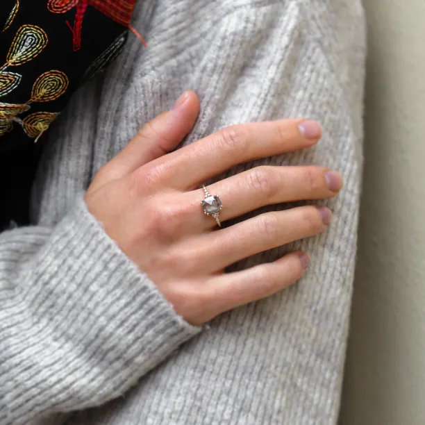 Gold ring with salt and pepper diamond AGNES Image