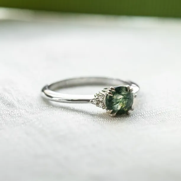Moss agate engagement ring THEMIS Image