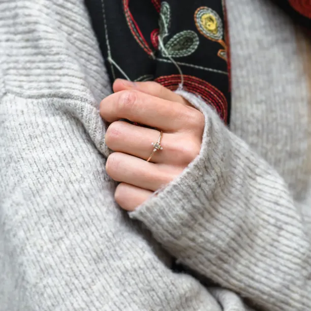 Gold ring with champagne diamond KYLIE Image