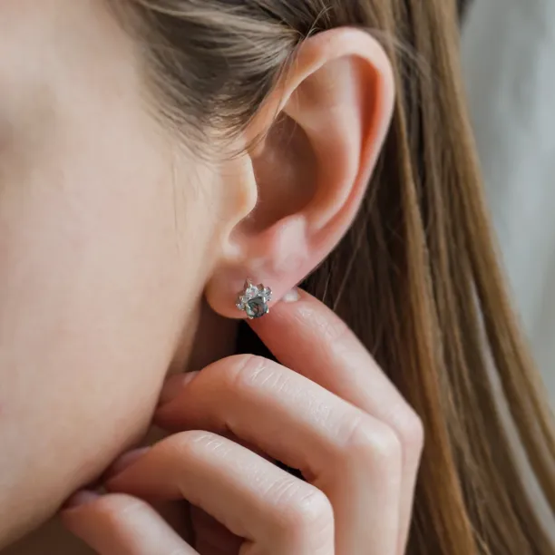 Gold earrings with moss agate and diamonds JASMINE Image