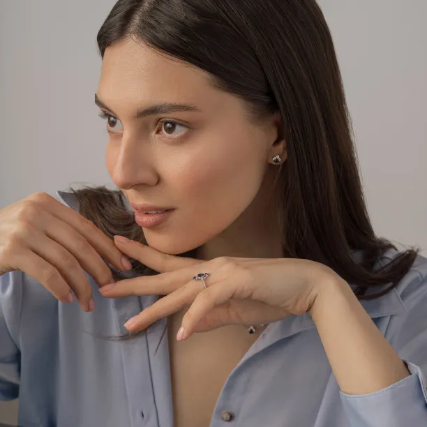 Gold topaz and diamond earrings OCEANIA Image