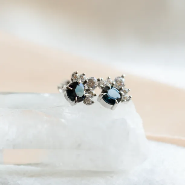 Gold topaz and diamond earrings OCEANIA Image