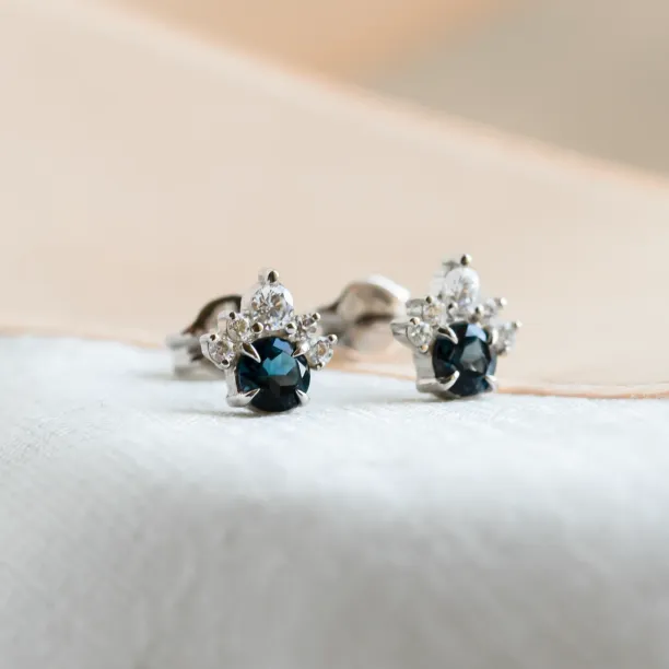 Gold topaz and diamond earrings OCEANIA Image