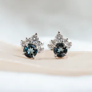 Gold topaz and diamond earrings OCEANIA