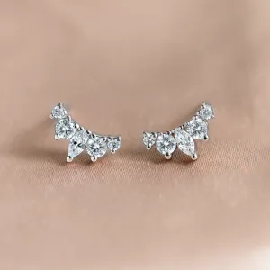 Crawler gold earrings with moissanites JESS Thumbnail