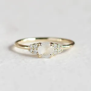Gold engagement ring with moonstone DARLEEN Thumbnail