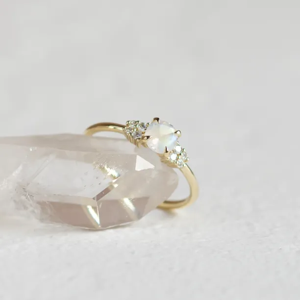 Gold engagement ring with moonstone DARLEEN Image