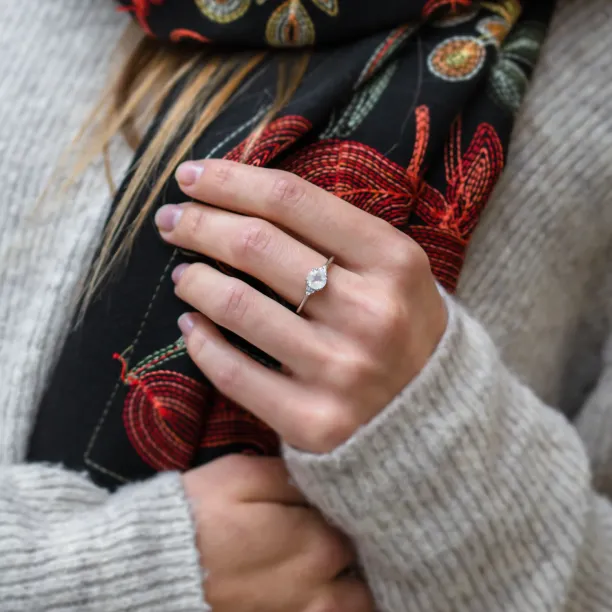 Gold engagement ring with moonstone and diamonds ELLIE Image