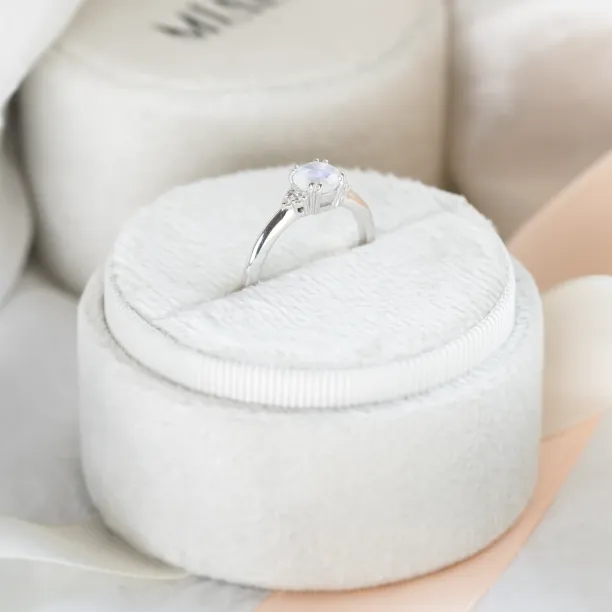 Gold engagement ring with moonstone and diamonds ELLIE Image