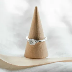 Gold engagement ring with moonstone and diamonds ELLIE Thumbnail