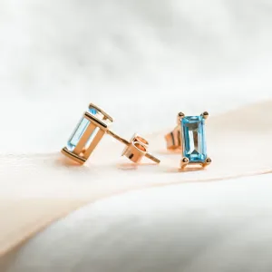 Gold earrings with Swiss blue topaz THUN Thumbnail