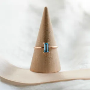 Gold ring with blue topaz CONSTANCE Thumbnail