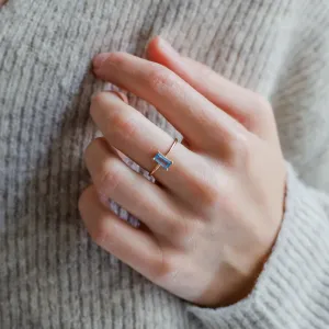 Gold ring with blue topaz CONSTANCE Thumbnail