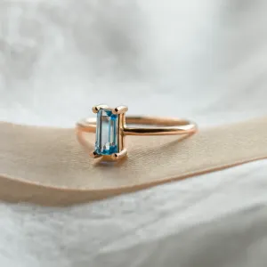 Gold ring with blue topaz CONSTANCE Thumbnail