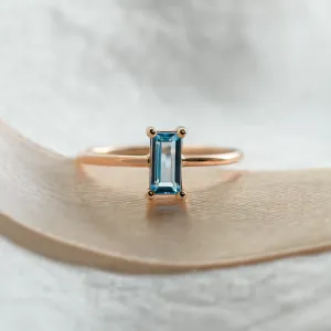 Gold ring with blue topaz CONSTANCE Thumbnail