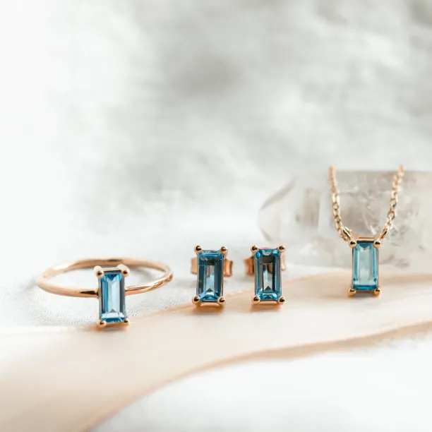 Gold jewellery set with blue topaz GENEVA Image