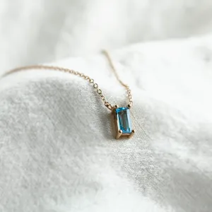 Gold necklace with a baguette cut topaz LUCERNE Thumbnail