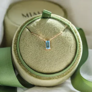 Gold necklace with a baguette cut topaz LUCERNE Thumbnail