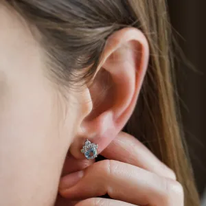 Gold earrings with aquamarines and diamonds DARIA Thumbnail