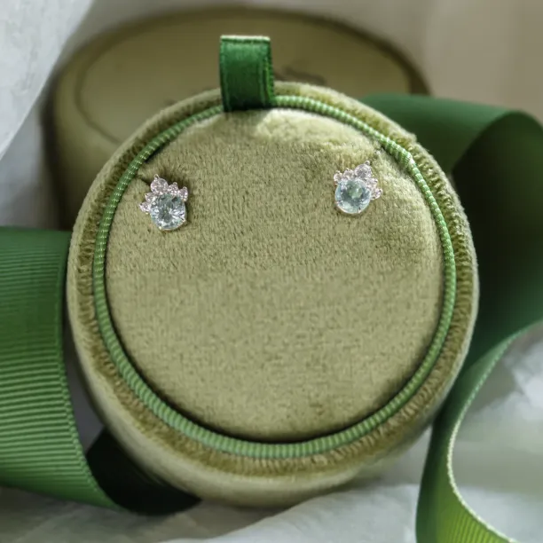 Gold earrings with aquamarines and diamonds DARIA Image