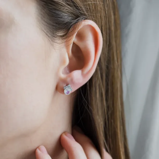 Gold earrings with moonstone and diamonds MONY Image