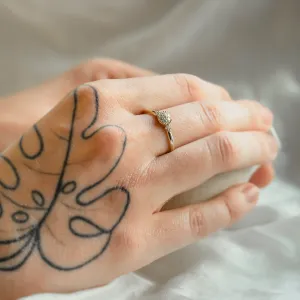 Gold engagement ring with pavé diamonds BIRDIE Thumbnail