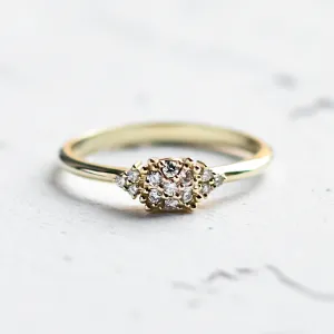 Gold engagement ring with pavé diamonds BIRDIE Thumbnail