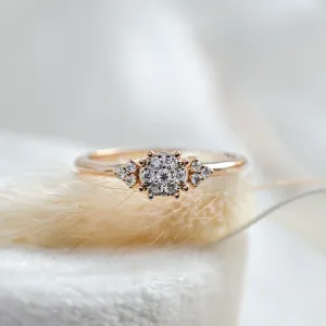 Gold engagement ring with pavé diamonds BIRDIE Thumbnail