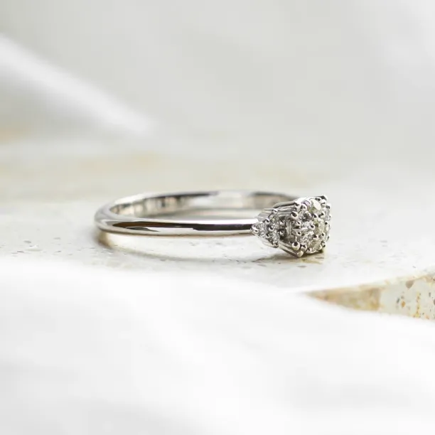 Gold engagement ring with pavé diamonds BIRDIE Image