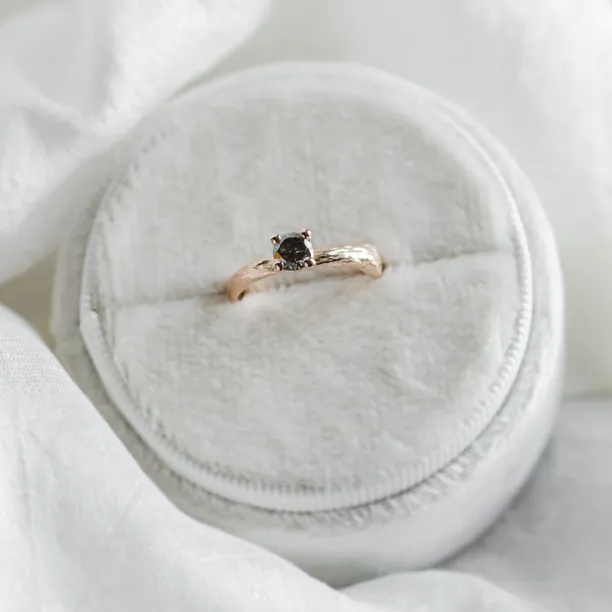 Twig-shaped ring with salt and pepper diamond DREAM Image