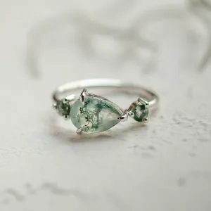 Asymmetrical gold ring with moss agates ARTE Thumbnail