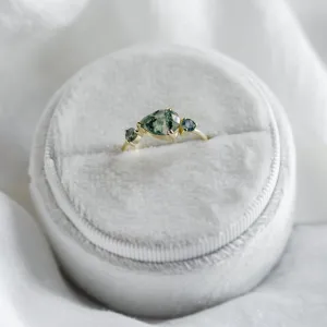 Asymmetrical gold ring with moss agates ARTE Thumbnail