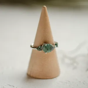 Asymmetrical gold ring with moss agates ARTE Thumbnail