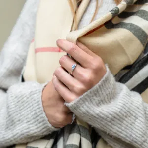 Gold ring with Swiss blue topaz and diamonds LUCIDE Thumbnail