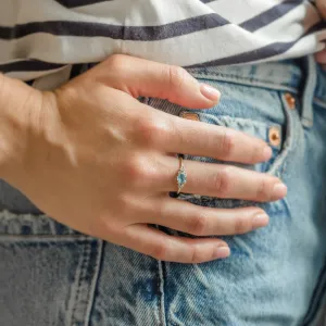 Gold ring with Swiss blue topaz and diamonds LUCIDE Thumbnail