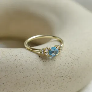 Gold ring with Swiss blue topaz and diamonds LUCIDE Thumbnail