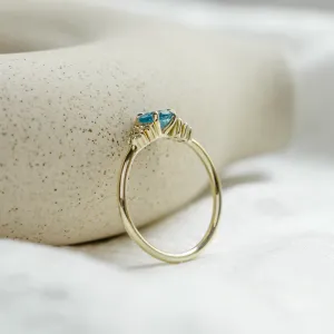 Gold ring with Swiss blue topaz and diamonds LUCIDE Thumbnail