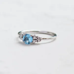 Gold ring with Swiss blue topaz and diamonds LUCIDE Thumbnail