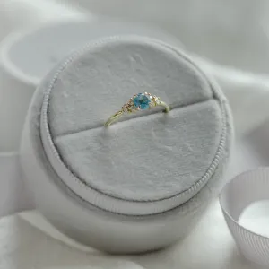 Gold ring with Swiss blue topaz and diamonds LUCIDE Thumbnail