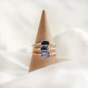 Modern ring with emerald sapphire and diamonds EUDE Thumbnail