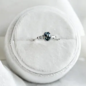 Gold ring with teal oval sapphire DIANA Thumbnail