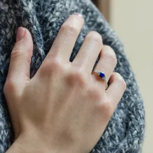 Gold ring with central lapis lazuli and diamonds ROYAL Thumbnail