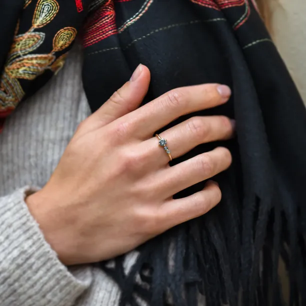 Gold ring with salt and pepper diamond SUE Image