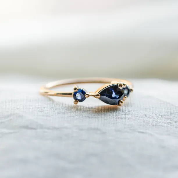 Gold ring with blue sapphires SKYLER Image