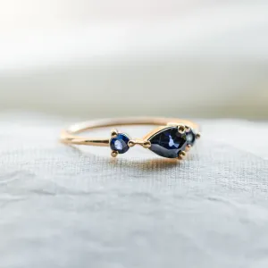 Gold ring with blue sapphires SKYLER Thumbnail