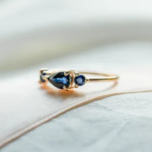 Gold ring with blue sapphires SKYLER Thumbnail
