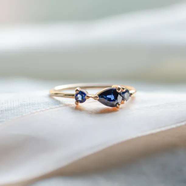 Gold ring with blue sapphires SKYLER Image