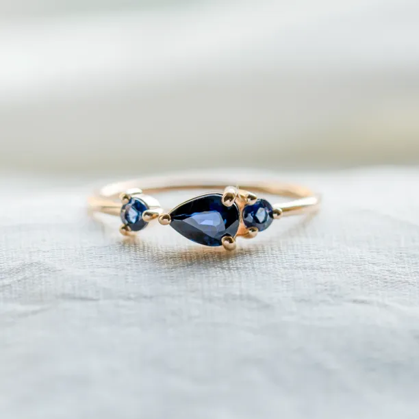 Gold ring with blue sapphires SKYLER Image