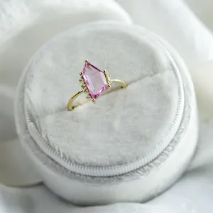 Gold ring with pink sapphire in asymmetric shape ROSALIE Thumbnail